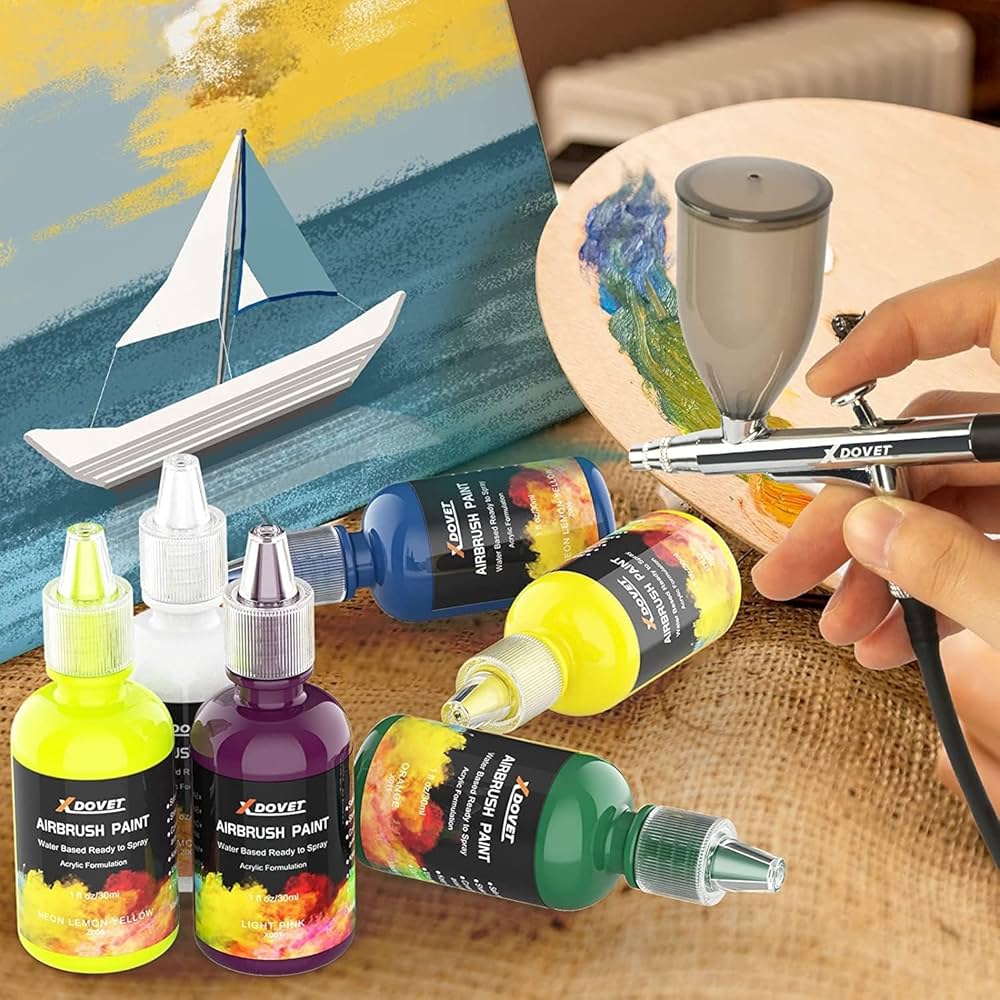 Amazon | XDOVET エアブラシ塗料 28色 絵の具 水性アクリル塗料